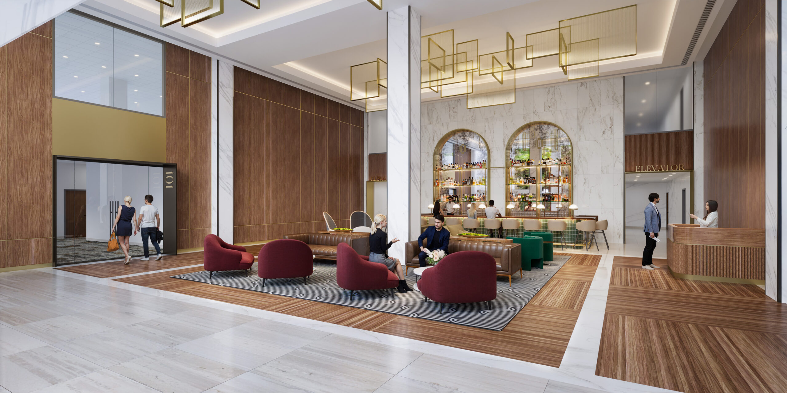 Lobby of the Daniel Building revitalization in downtown Greenville, SC